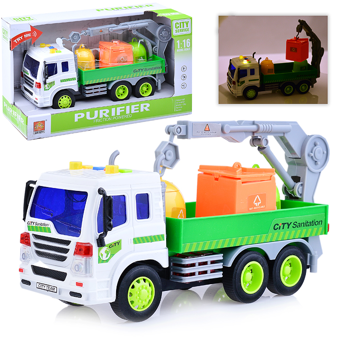 Машина WY320C "Спецтехника" 1:16 (свет, звук) на батарейках, в коробке (цвет бело-зеленый)