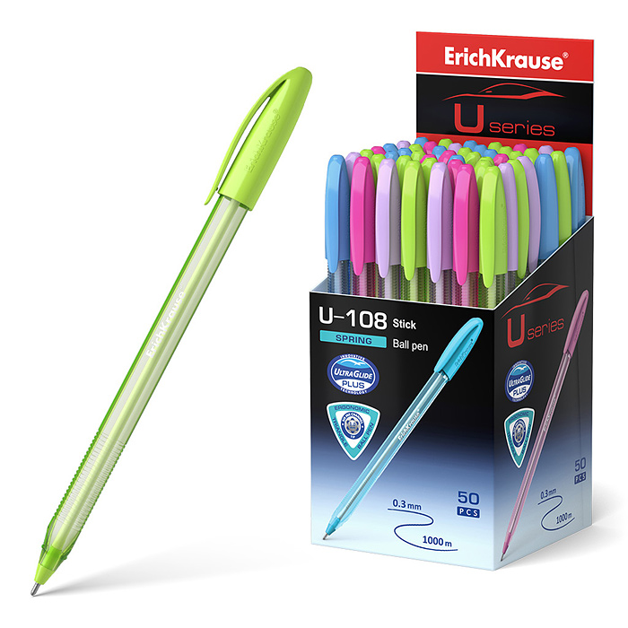 Ручка шариковая  U-108 Spring Stick 1.0, Ultra Glide Technology, цвет чернил синий