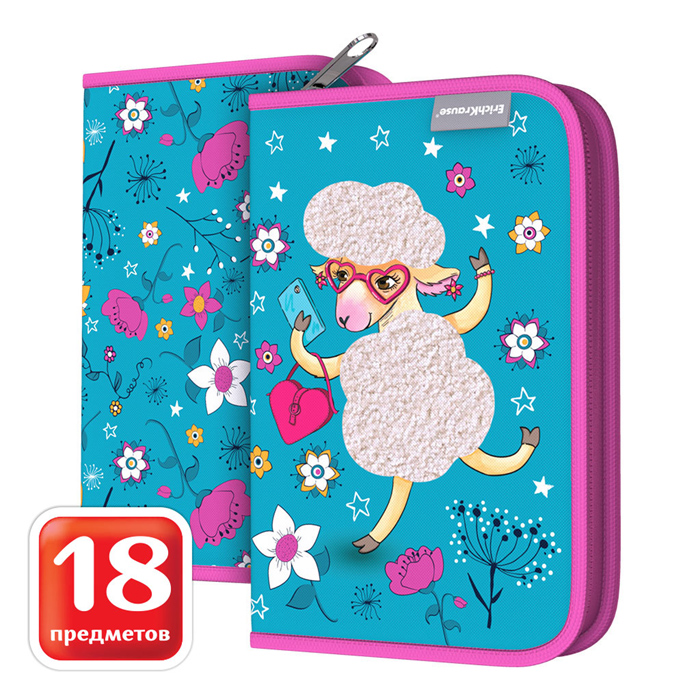 Пенал-книжка с наполнением 135x205x30мм Flower Sheep