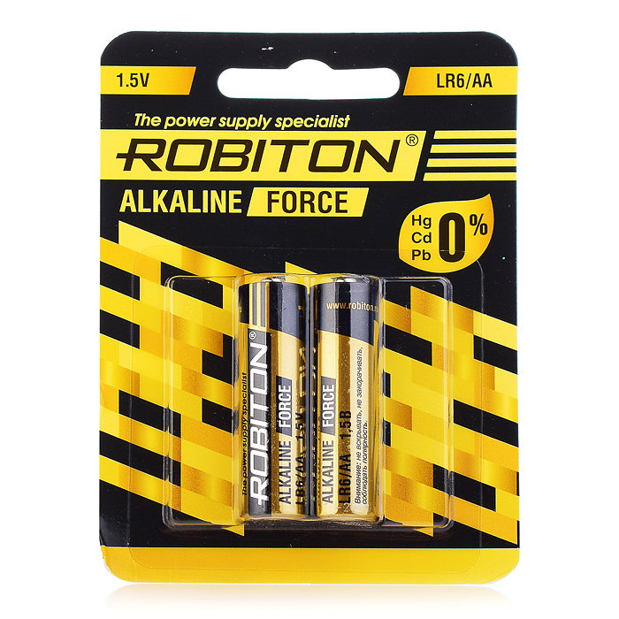 Батарейки алкалиновые ROBITON FORCE LR6 BL2 Батарейки алкалиновые ROBITON FORCE LR6 BL2