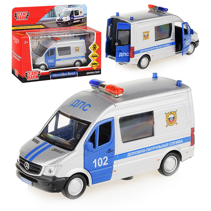 Машина Mercedes-Benz Sprinter Полиция 14см, (открыв. двери) инерц. в коробке Машина Mercedes-Benz Sprinter Полиция 14см, (открыв. двери) инерц. в коробке