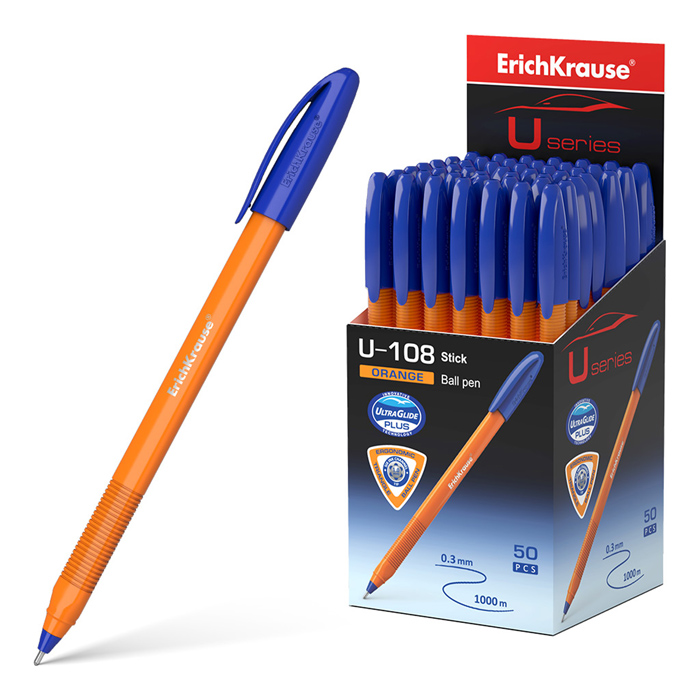 ТОП Ручка шариковая U-108 Orange Stick 1.0, Ultra Glide Technology, цвет чернил синий 