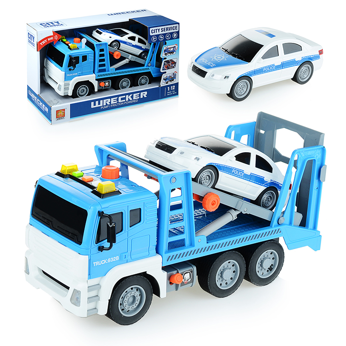 Машина WY832B "Автовоз" 1:12 (свет, звук) в коробке