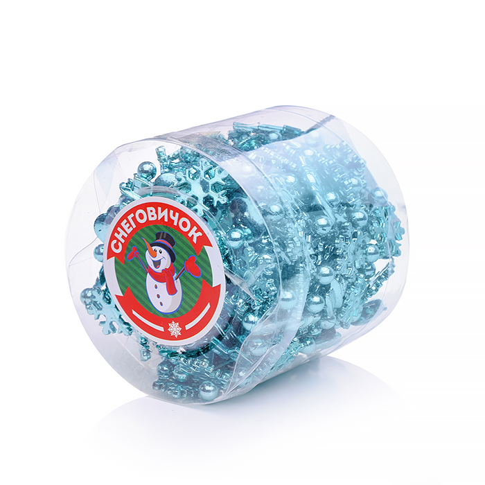 Новогоднее украшение S0974-2 "Бусы кристаллики" синие, 4,8м, в банке