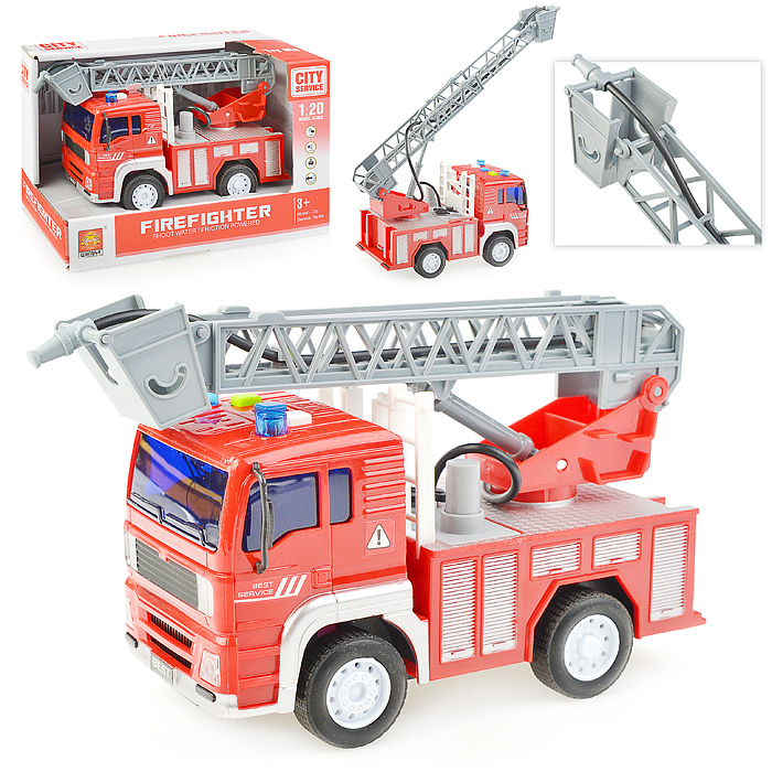 Машина WY552B "Пожарная машина" с подвижной пушкой, 1:20 (свет, звук) на батарейках, в коробке