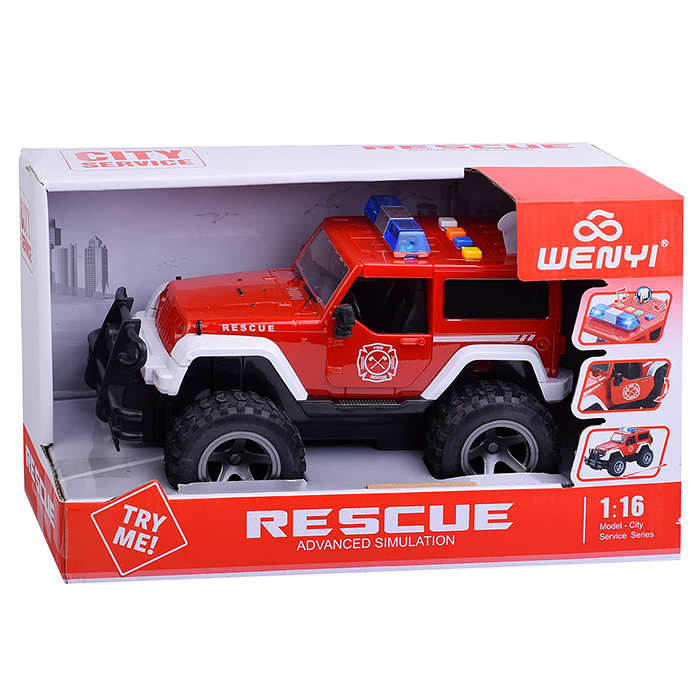 Машина WY392B "Полиция" 1:16 (свет, звук) в коробке (красный)