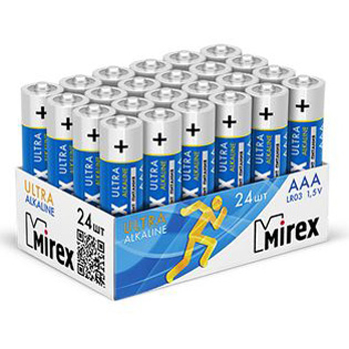 Батарея щелочная Mirex LR03 / AAA 1,5V, 24 шт., шоубокс