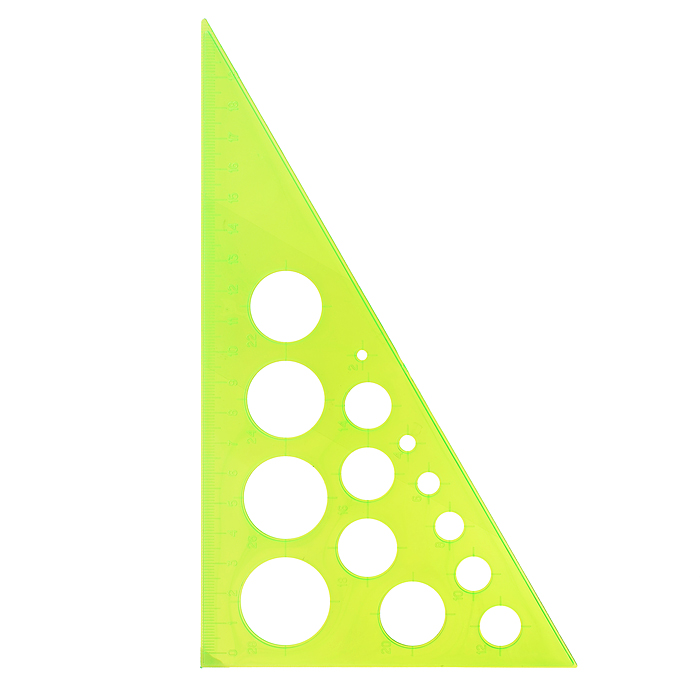 Треугольник -трафарет с окружностями 19см 30* отливн. шкала NEON Cristal ассорти 