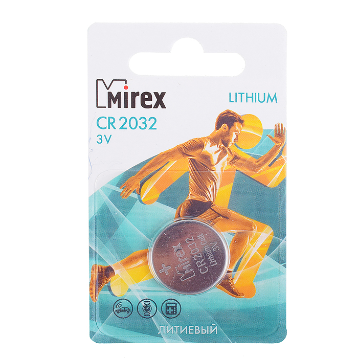 Батарея литиевая Mirex CR2032 3V  1 шт. ecopack