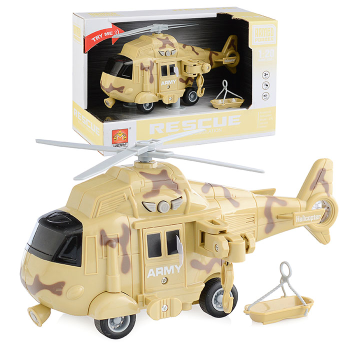 Вертолет WY761B "Армия спасатель" 1:20 (свет, звук) в коробке (камуфляж)