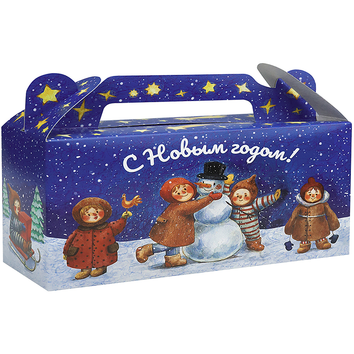 Коробка для конфет Сундучок Дети играют в снегу 500г