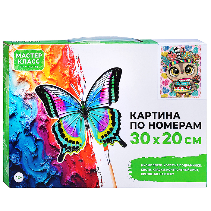 Набор для рисования MKR3020-14 "Картина по номерам 30х20 см. Совушка" 