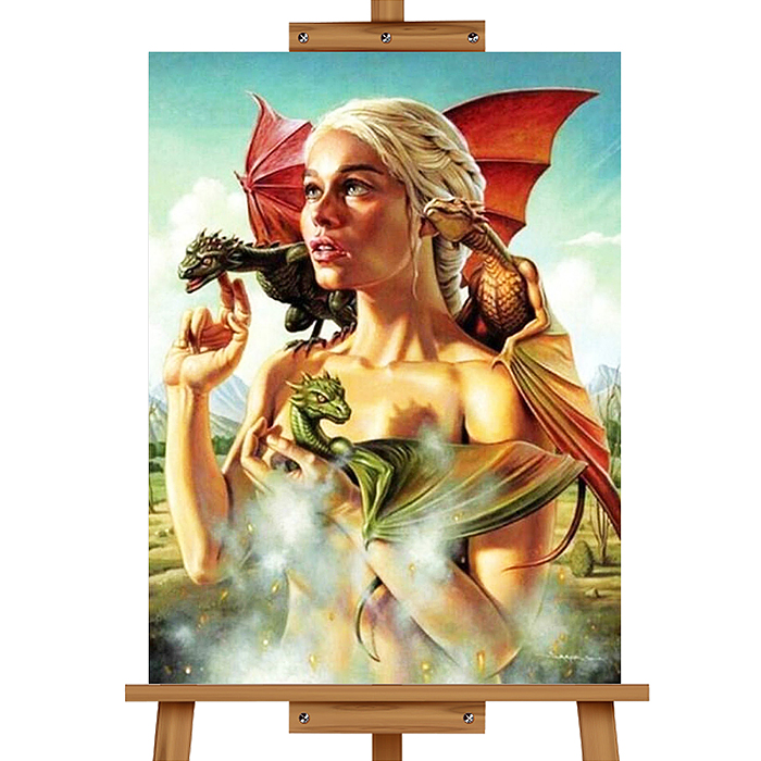 Мозаика алмазная MKA4030-29 "Девушка с драконами" 30*40см.