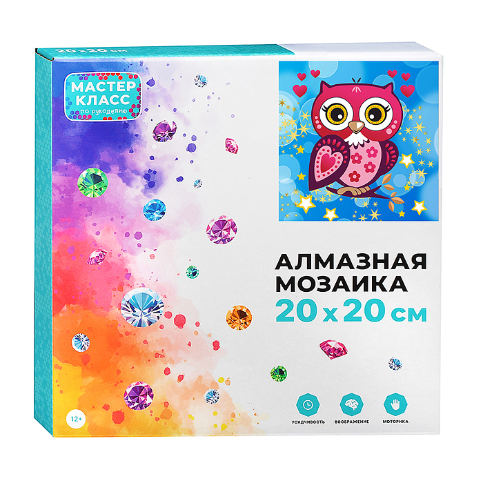 Мозаика алмазная MKA2020-22 "Влюбленная совушка" 20*20см.