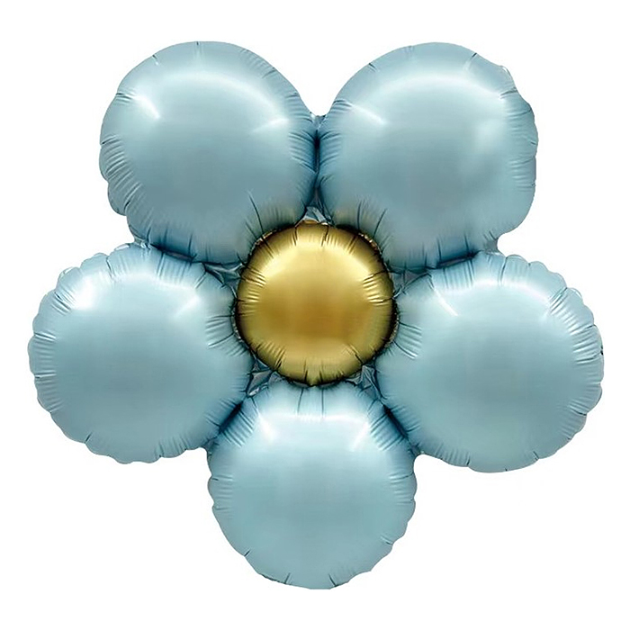 Шар (18''/46 см) Цветок, Ромашка (надув воздухом), Голубой, Сатин, 1 шт. в уп.
