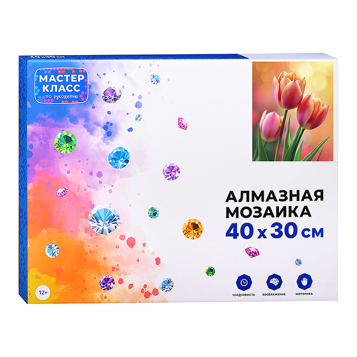 Мозаика алмазная MKA4030-40 "Тюльпаны" 30*40см.