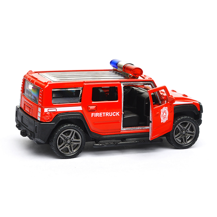 Красная инерционная служебная машинка с мигалкой die-cast, 1:32, открывающиеся двери 
