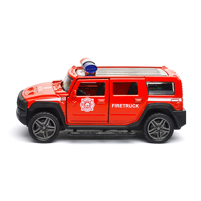 Красная инерционная служебная машинка с мигалкой die-cast, 1:32, открывающиеся двери 