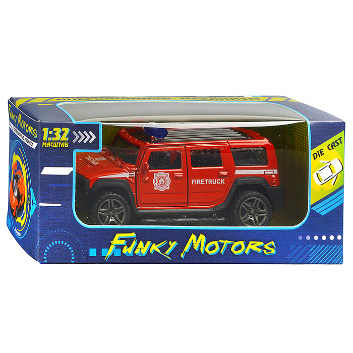 Красная инерционная служебная машинка с мигалкой die-cast, 1:32, открывающиеся двери 