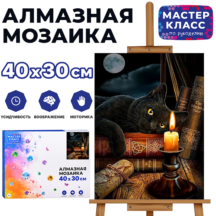 Мозаика алмазная MKA4030-35 "Черный кот" 30*40см.