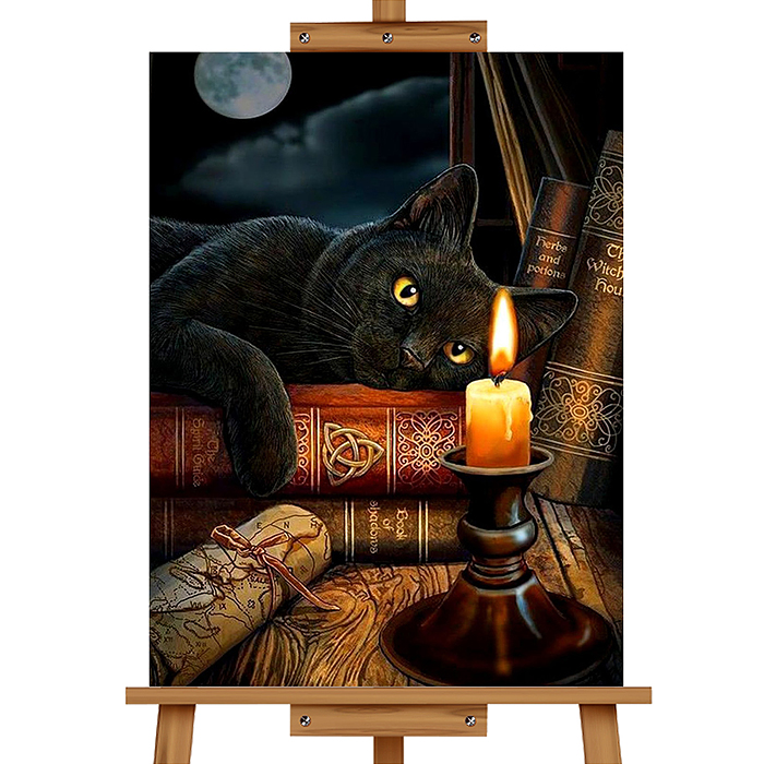 Мозаика алмазная MKA4030-35 "Черный кот" 30*40см.