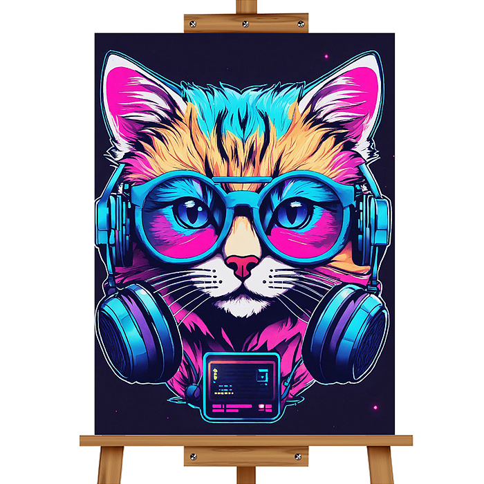 Мозаика алмазная MKA5040-18 "Кот в наушниках" 40*50см.