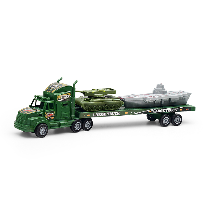 Автовоз 6615 "Военный" с танком и военным кораблем, под колпаком