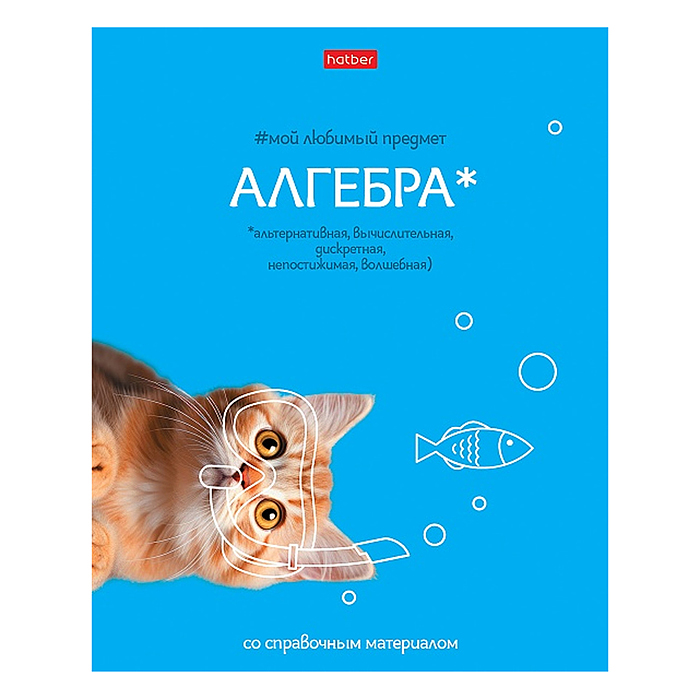 Тетрадь 48л клетка "Мой любимый предмет" Алгебра, А5 на скобе. Soft-touch