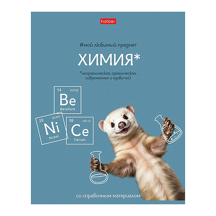 Тетрадь 48л клетка "Мой любимый предмет" Химия, А5 на скобе. Soft-touch