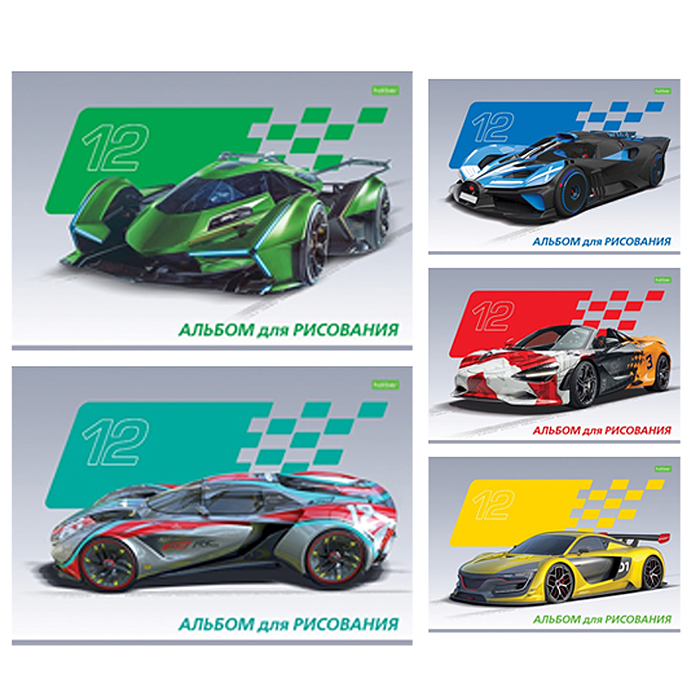 Альбом для рисования 12л "Автоспорт" А4 на скобе