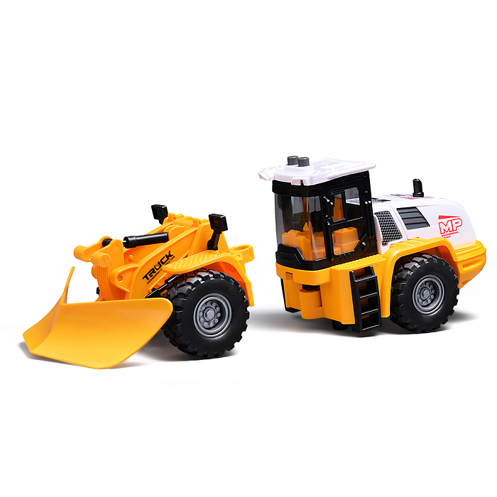 Трактор JS129A-1 "Строитель" 1:16 (свет, звук) в коробке (желтый)