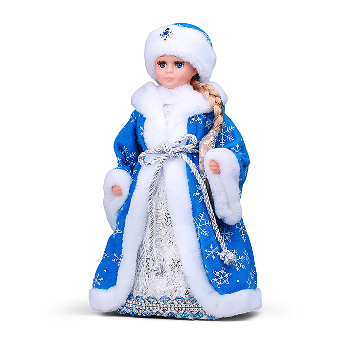 Фото к товару Сувенир "Внучка Деда Мороза" в голубой шубе со снежинками, 40см  Сувенир "Внучка Деда Мороза" в голубой шубе со снежинками, 40см
