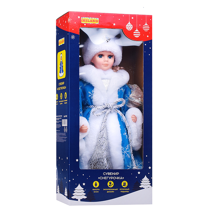 Фото к товару Сувенир "Внучка Деда Мороза" в голубой шубе со снежинками, 40см  Сувенир "Внучка Деда Мороза" в голубой шубе со снежинками, 40см