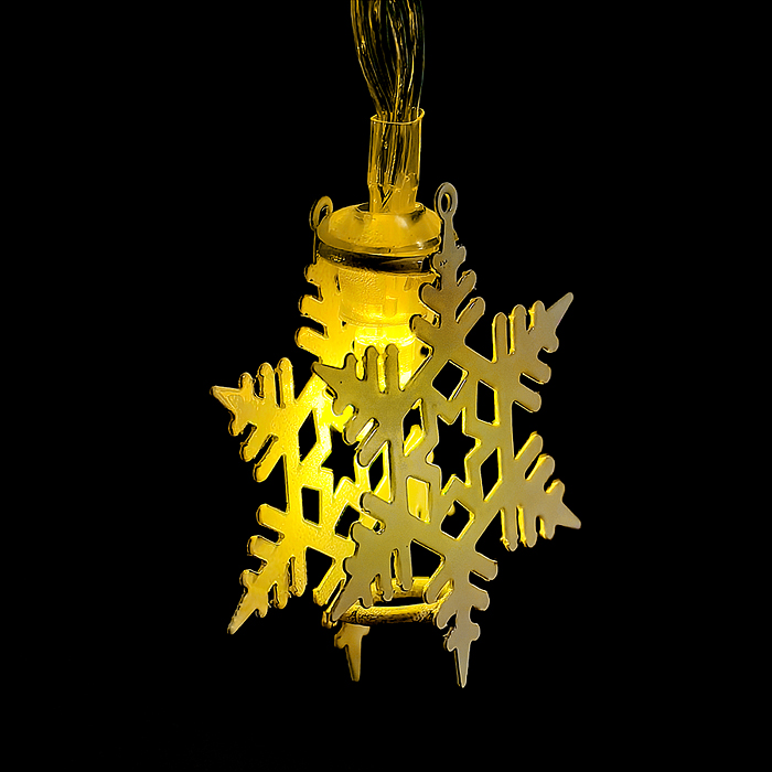 Фото к товару Электрогирлянда Снежинки, 2м, 10 ламп Электрогирлянда Снежинки, 2м, 10 ламп