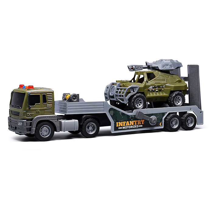 Фото к товару Машина JS202E-1 "Автовоз военной техники" 1:16 (свет, звук) в коробке Машина JS202E-1 "Автовоз военной техники" 1:16 (свет, звук) в коробке
