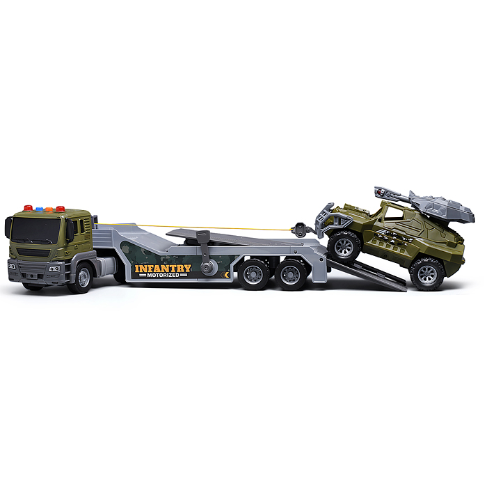 Фото к товару Машина JS202E-1 "Автовоз военной техники" 1:16 (свет, звук) в коробке Машина JS202E-1 "Автовоз военной техники" 1:16 (свет, звук) в коробке