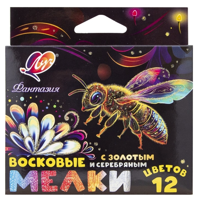 Мелки восковые 12цв. на масляной основе "Фантазия" (круглые) (классические+золотой+серебряный) Мелки восковые 12цв. на масляной основе "Фантазия" (круглые) (классические+золотой+серебряный)