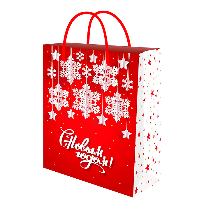 Пакет подарочный 18x23x8 см (M) "Снежинки" Пакет подарочный 18x23x8 см (M) "Снежинки"