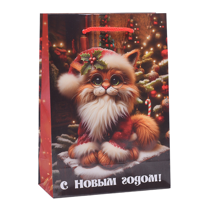 Пакет подарочный 14х20х6,5 см (MS) "Пушистый кот" Пакет подарочный 14х20х6,5 см (MS) "Пушистый кот"