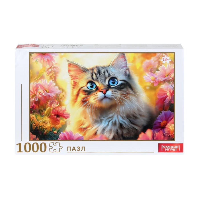 Пазлы классические в коробке "Кот на закате"  1000 деталей. 320х225х40 мм. Пазлы классические в коробке "Кот на закате"  1000 деталей. 320х225х40 мм.