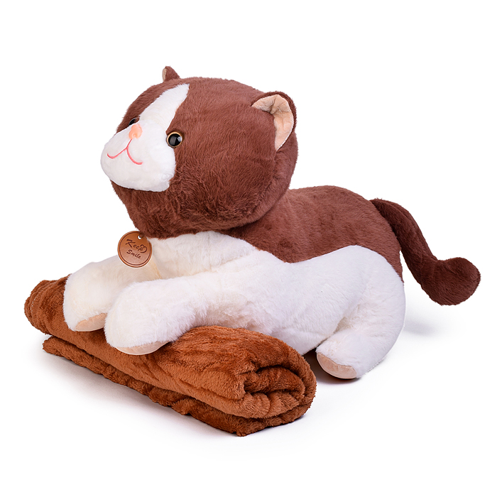 Фото к товару Мягкая игрушка "Кошка" М1574 с пледом Мягкая игрушка "Кошка" М1574 с пледом