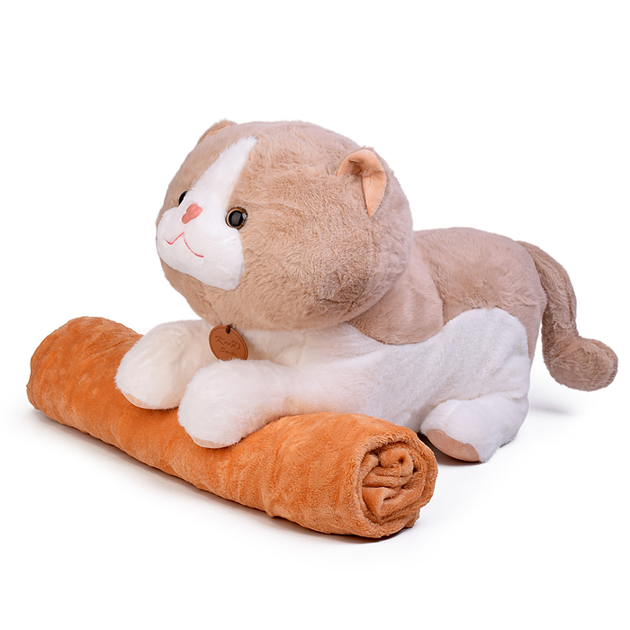 Фото к товару Мягкая игрушка "Кошка" М1574 с пледом Мягкая игрушка "Кошка" М1574 с пледом