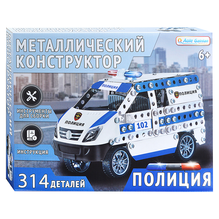 Конструктор металлический E8802 "Полиция" (314 дет.) в коробке Конструктор металлический E8802 "Полиция" (314 дет.) в коробке