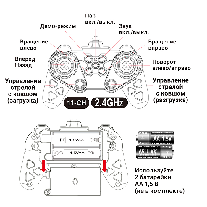 Фото к товару Экскаватор BT0073-2 "Силач" с прицепом, р/у, 27 MHz, в коробке Экскаватор BT0073-2 "Силач" с прицепом, р/у, 27 MHz, в коробке