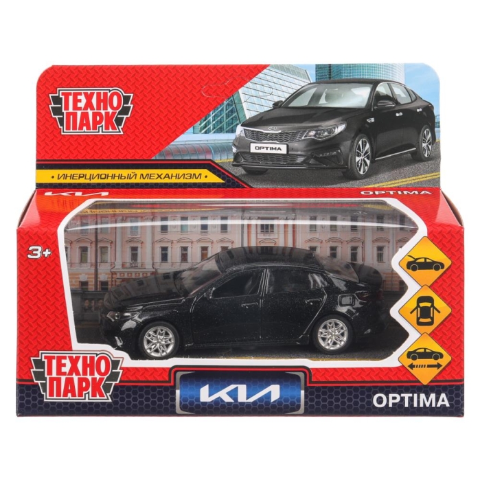 Машина металл KIA OPTIMA длина 12 см, двери, багаж, инерц, черный, в коробке  Машина металл KIA OPTIMA длина 12 см, двери, багаж, инерц, черный, в коробке