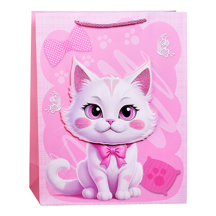 Пакет подарочный 00-7452 "Очаровательный зверёк" 26*10*32см 