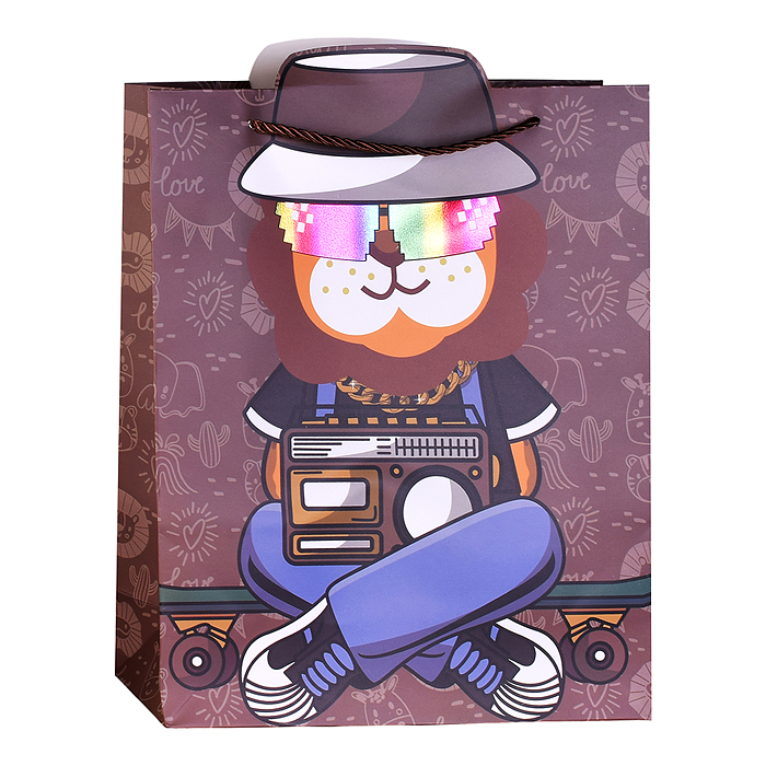 Пакет подарочный 00-7449 "Зверёк в очках" 26*32*10см