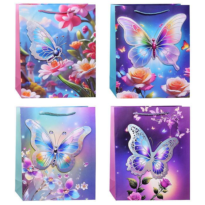 Пакет подарочный 00-7458 "Яркая бабочка" 26*10*32см