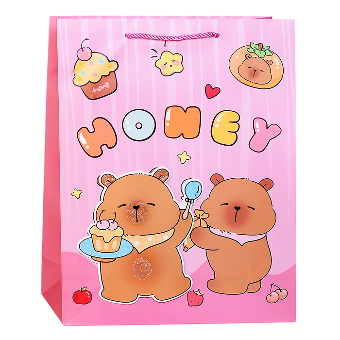 Пакет подарочный 00-7410 "Весёлые капибарки" 31*12*40см