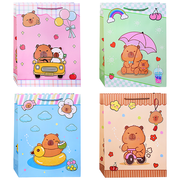 Пакет подарочный 00-7415 "Милая капибара" 31*12*40см